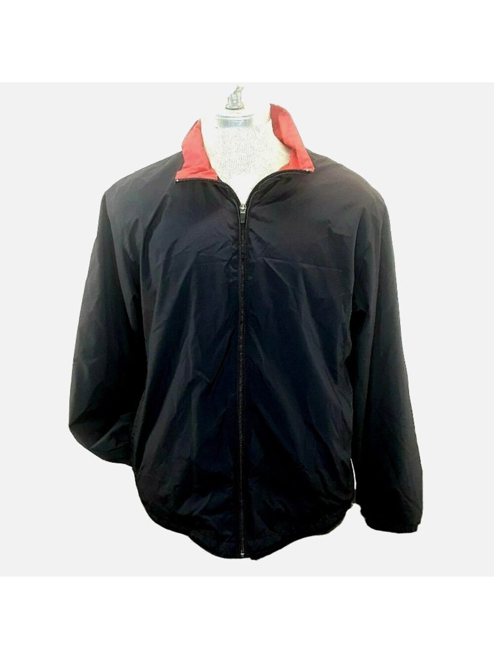 Lands End Lightweight Windbreaker Navy/Red  Mens Medium Mesh Lined